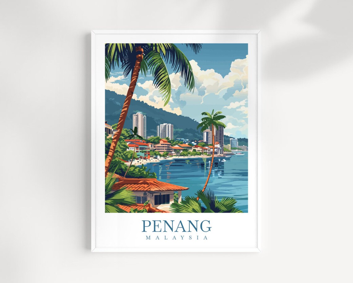 Penang Illustration Malaysia Gift Travel Poster