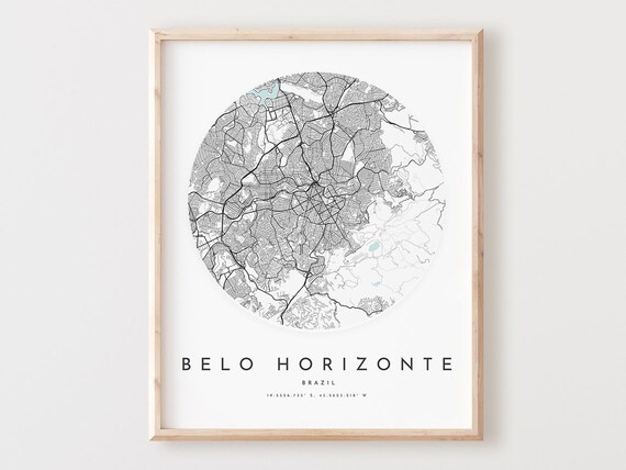 Belo Horizonte Map Print Modern City Street Art