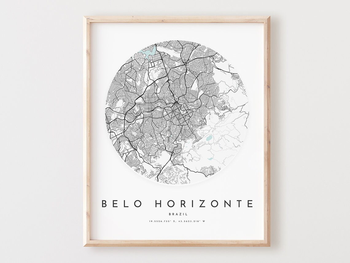 Belo Horizonte Map Print Modern City Street Art