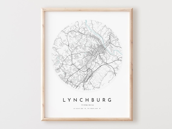 Lynchburg Virginia Map Print Modern City Wall Art