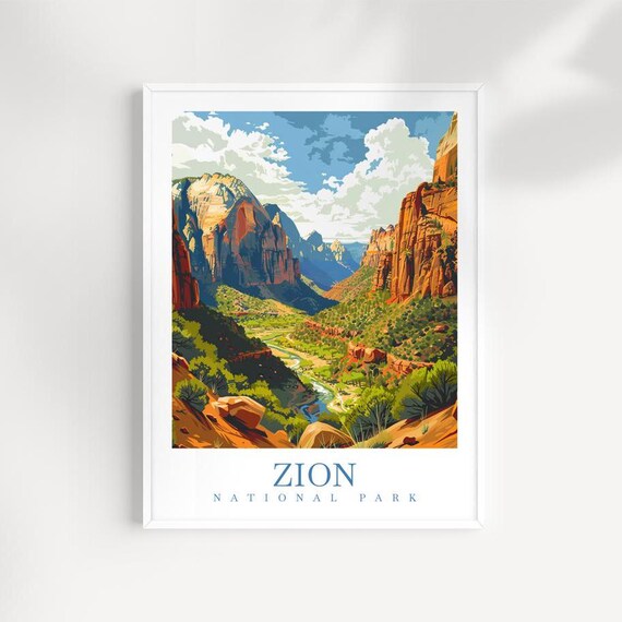Zion National Park Canyon River And Cliffs In Morning Light Poster
