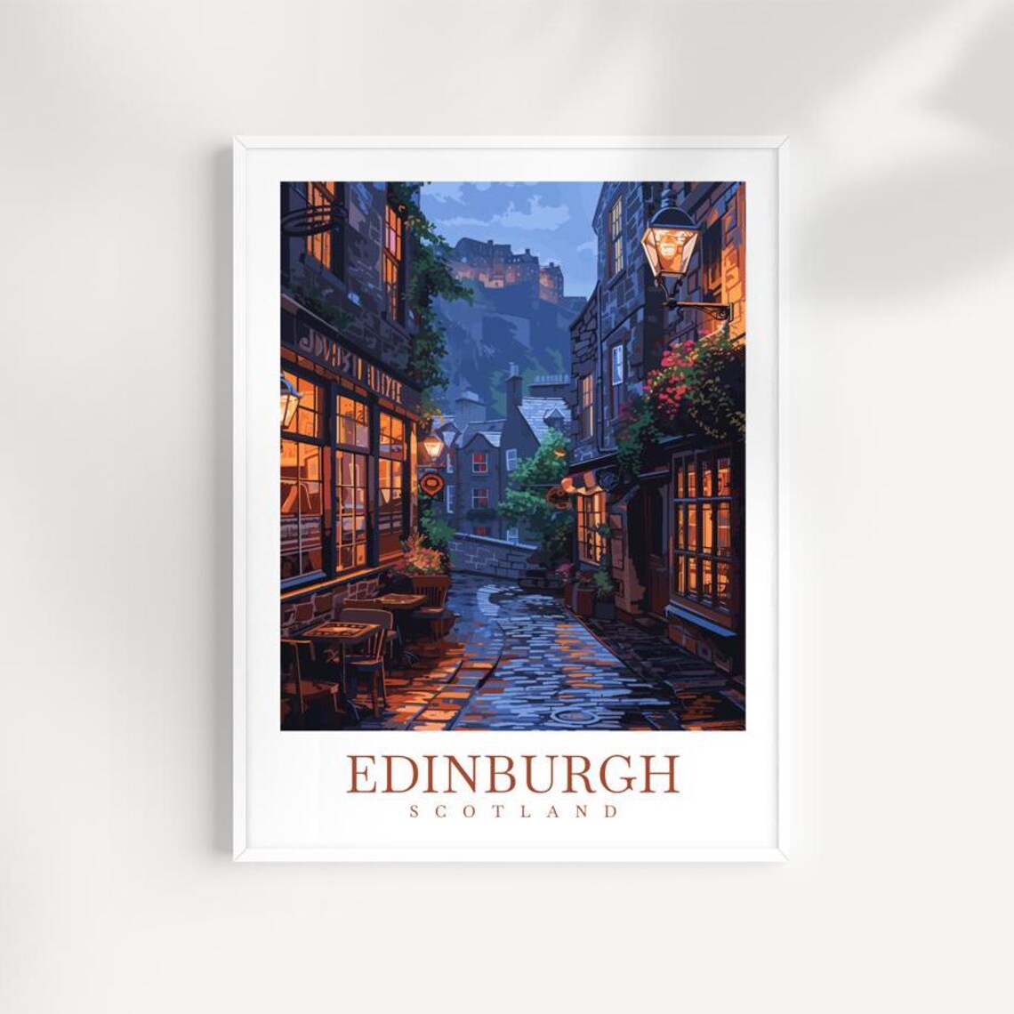 Edinburgh Cityscape Print Scotland Travel Wall Art