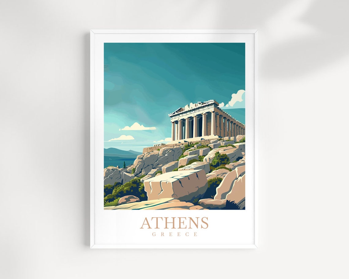 Athens Parthenon Temple On The Acropolis Hill Greece Travel Poster