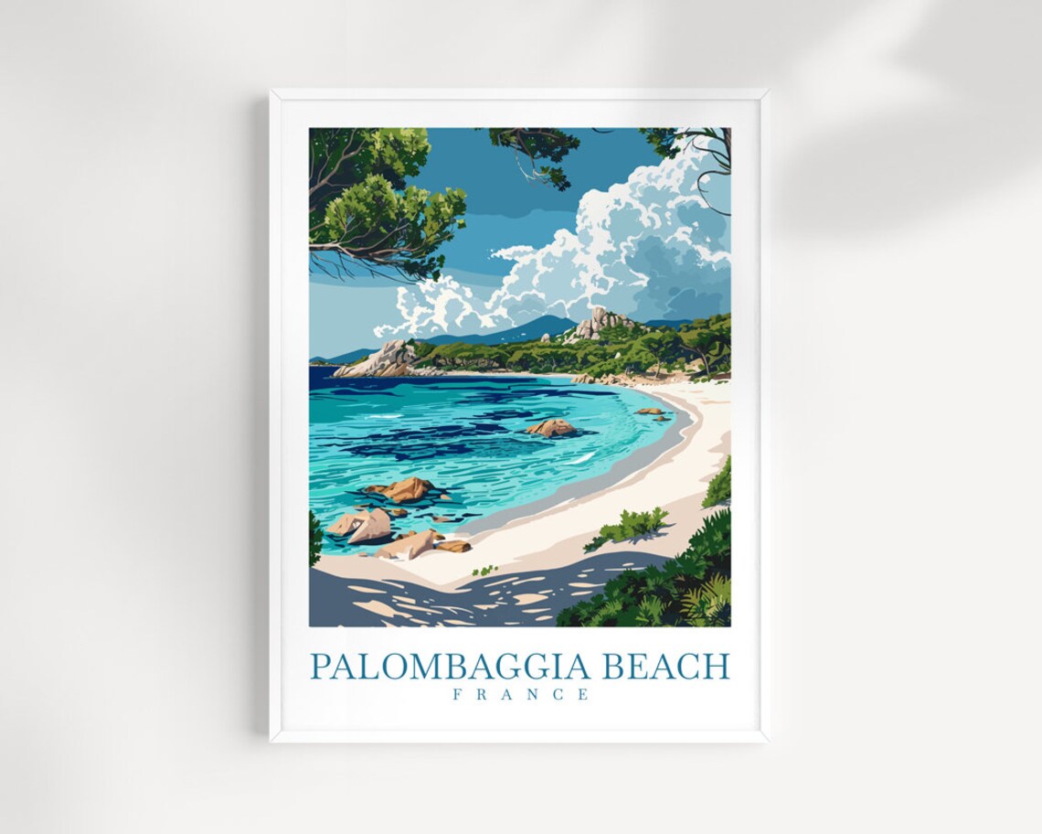Palombaggia Beach France Turquoise Bay Sandy Shore Art Poster