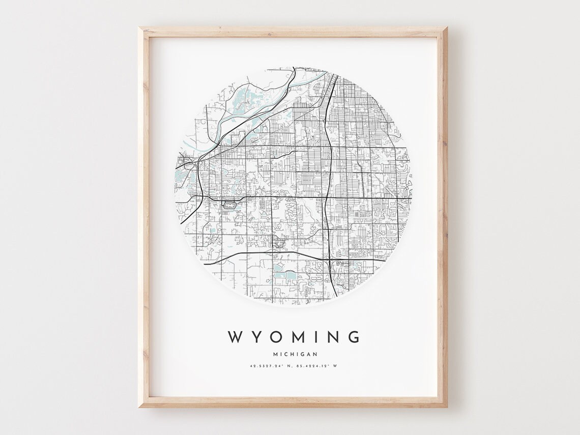 Wyoming Map Print Modern City Street Wall Art