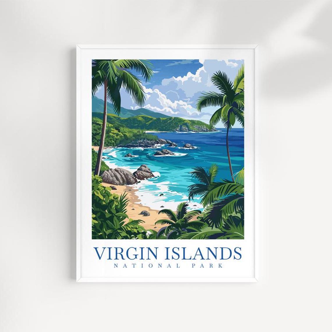 Virgin Islands National Park Tropical Cove Palm Beach Caribbean Poster