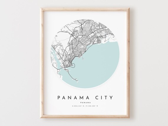 Panama City Map Print Modern Street Art