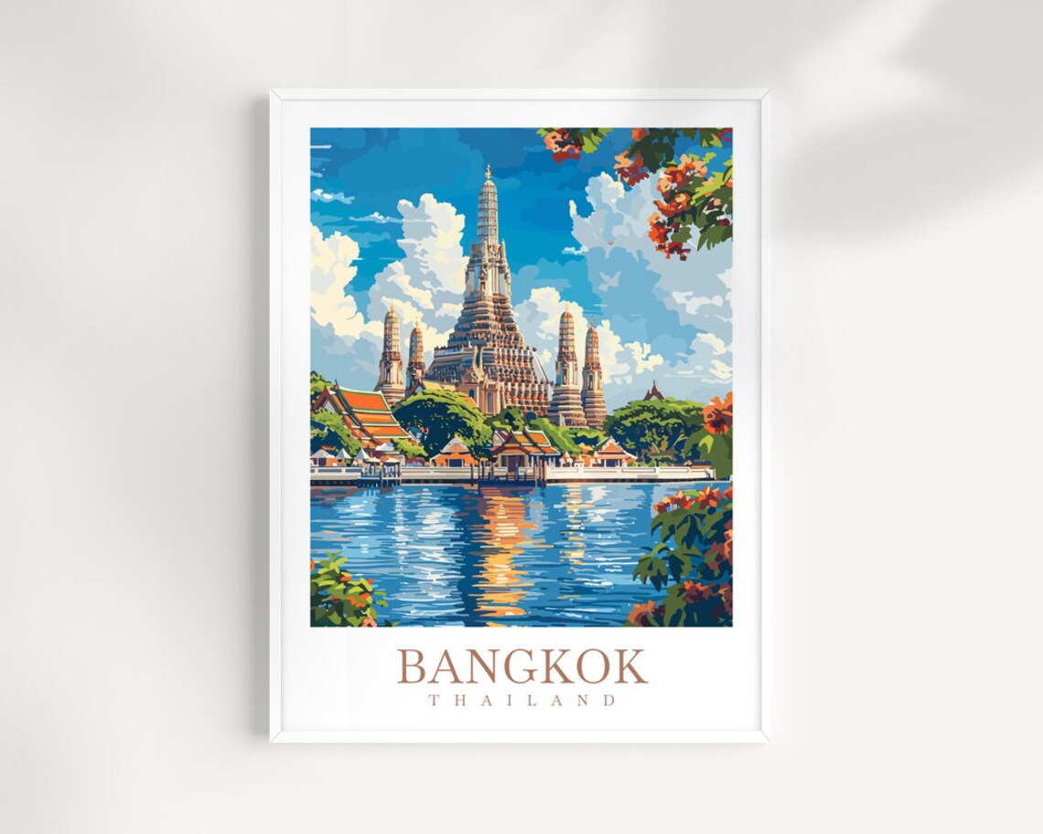 Bangkok Travel Poster, Thailand Travel Wall Art