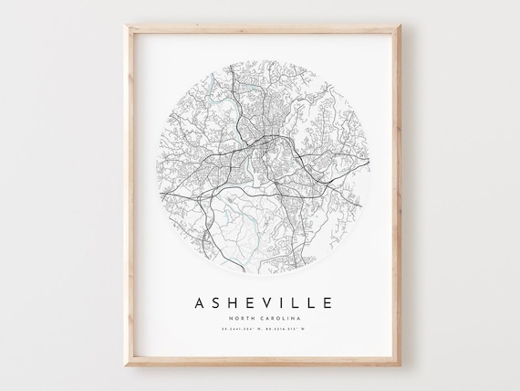 Asheville Map Print North Carolina City Street Art