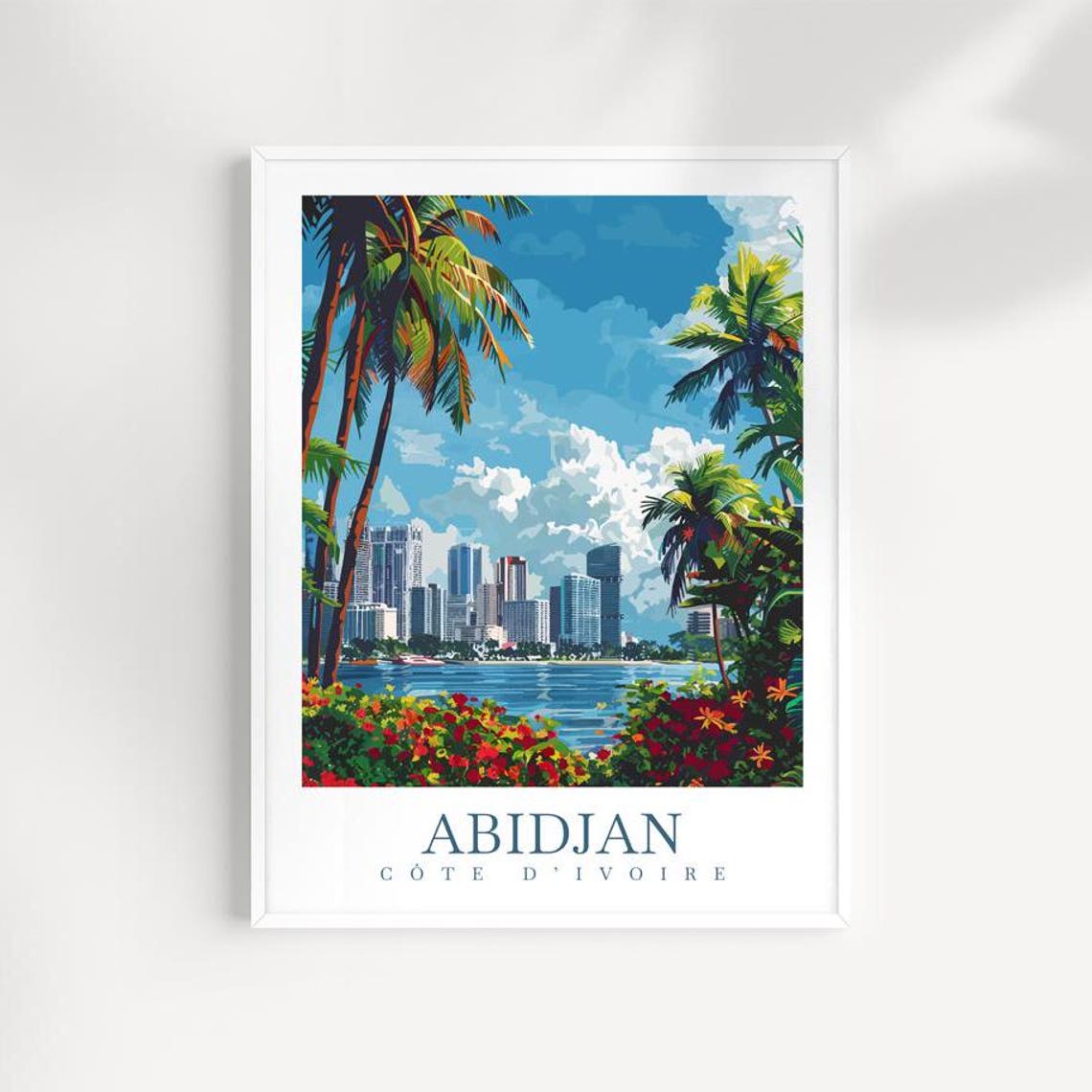 Abidjan Cote D'Ivoire Skyline Lagoon Palms Tropical City Poster