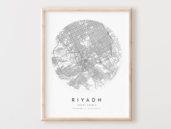 Riyadh Map Print Minimalist City Street Art