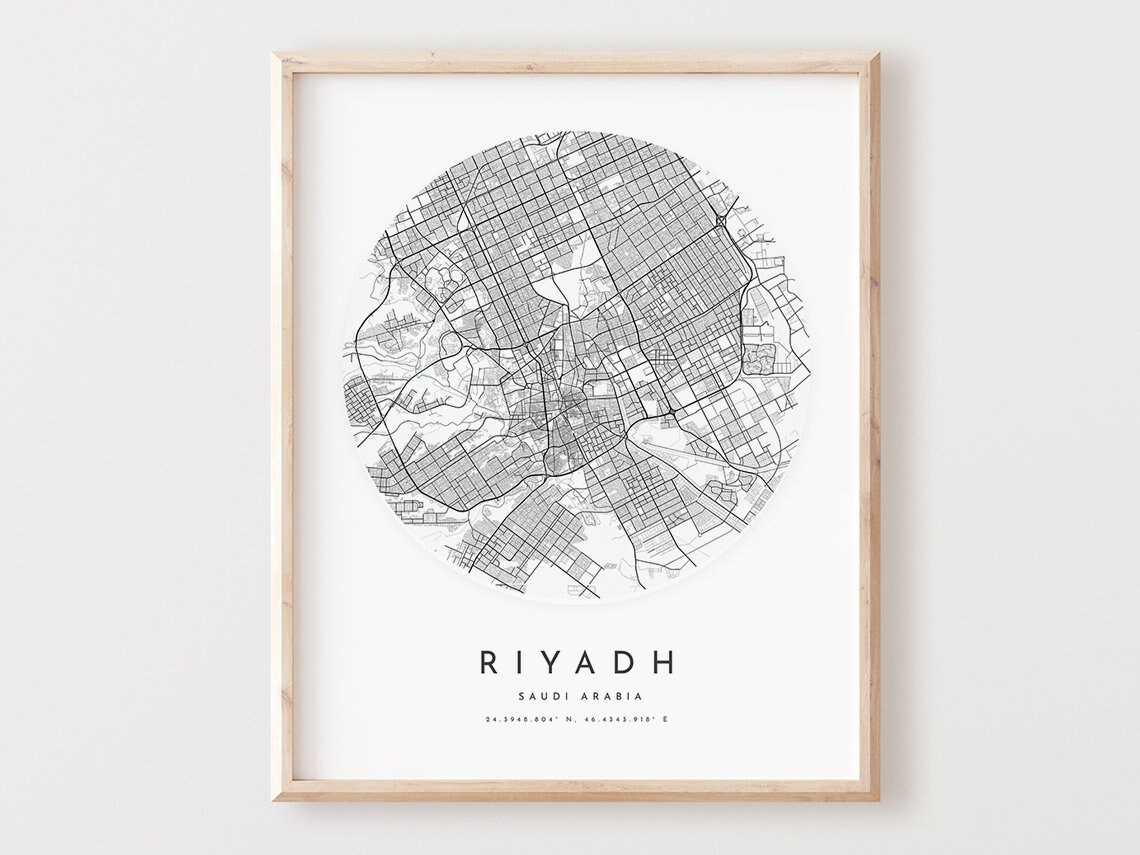 Riyadh Map Print Minimalist City Street Art