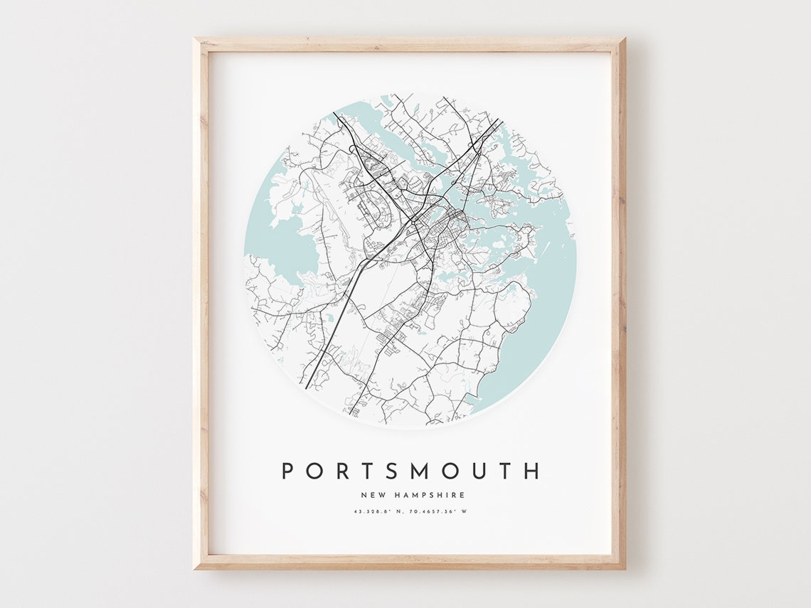 Portsmouth New Hampshire Map Print City Street Art