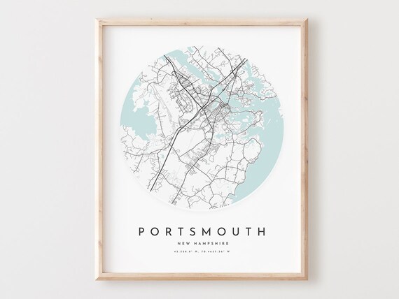 Portsmouth New Hampshire Map Print City Street Art