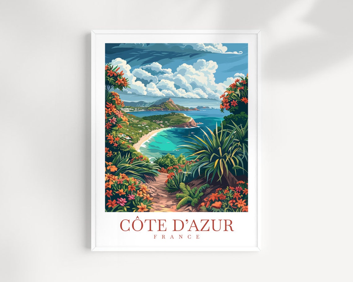 Cote Dazur Travel Print Wall Art France Wall Hanging Home Decor Cote Dazur France Gift Art Lovers Wall Art Print Art Cote Dazur