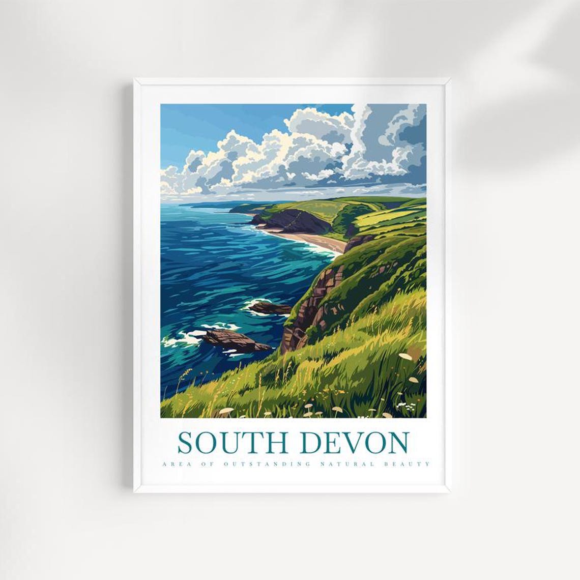 South Devon England Cliff Coast Poster With Dramatic Turquoise Sea