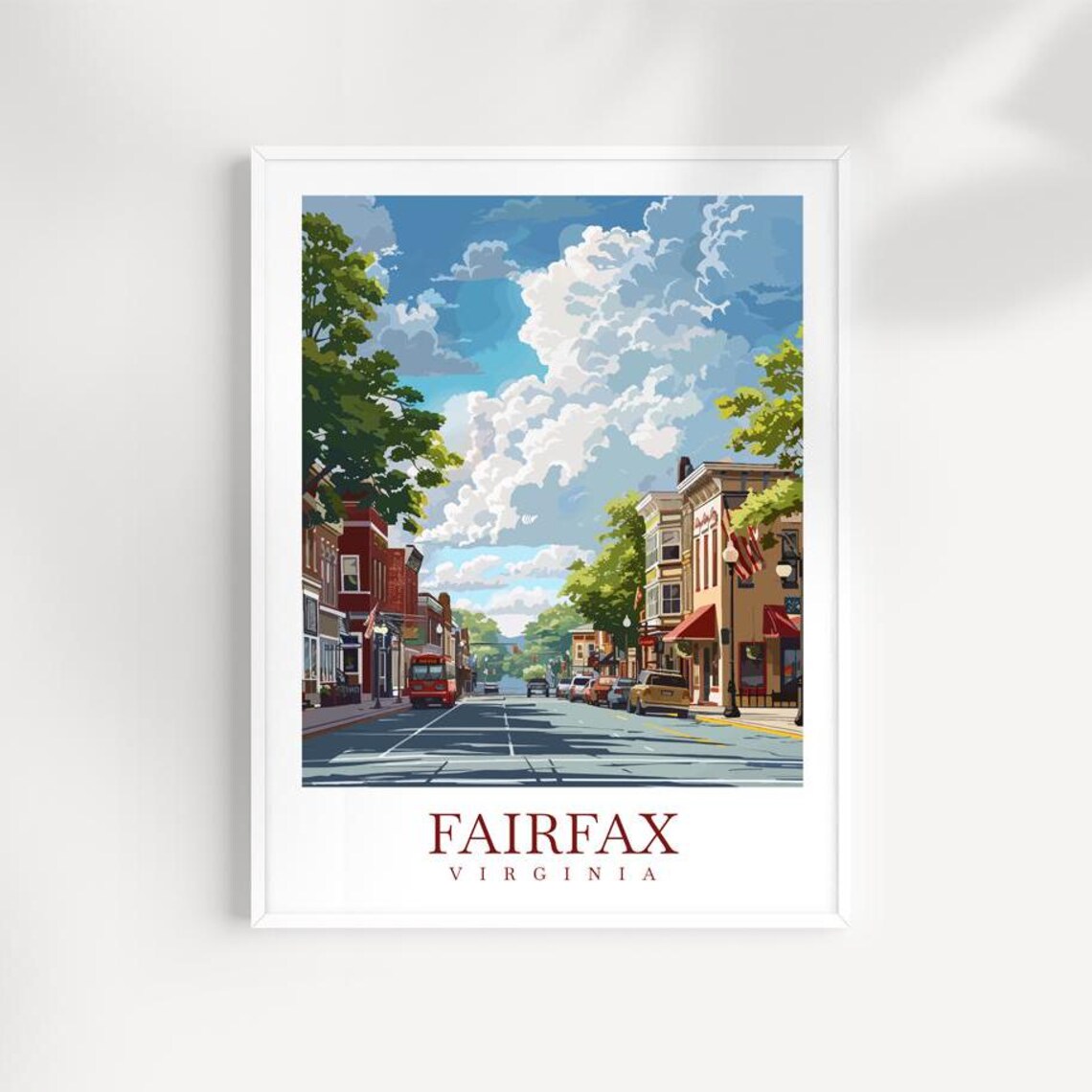 Fairfax Virginia Main Street Small Town Americana Travel Poster