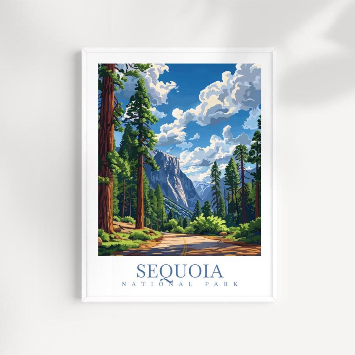 Sequoia National Park Giant Redwoods Forest Road Travel Poster