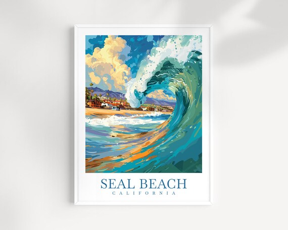 Seal Beach Travel Print Wall Art Seal Beach Wall Hanging Home Dcor Seal Beach Gift Art Lovers California Art Lover Gift