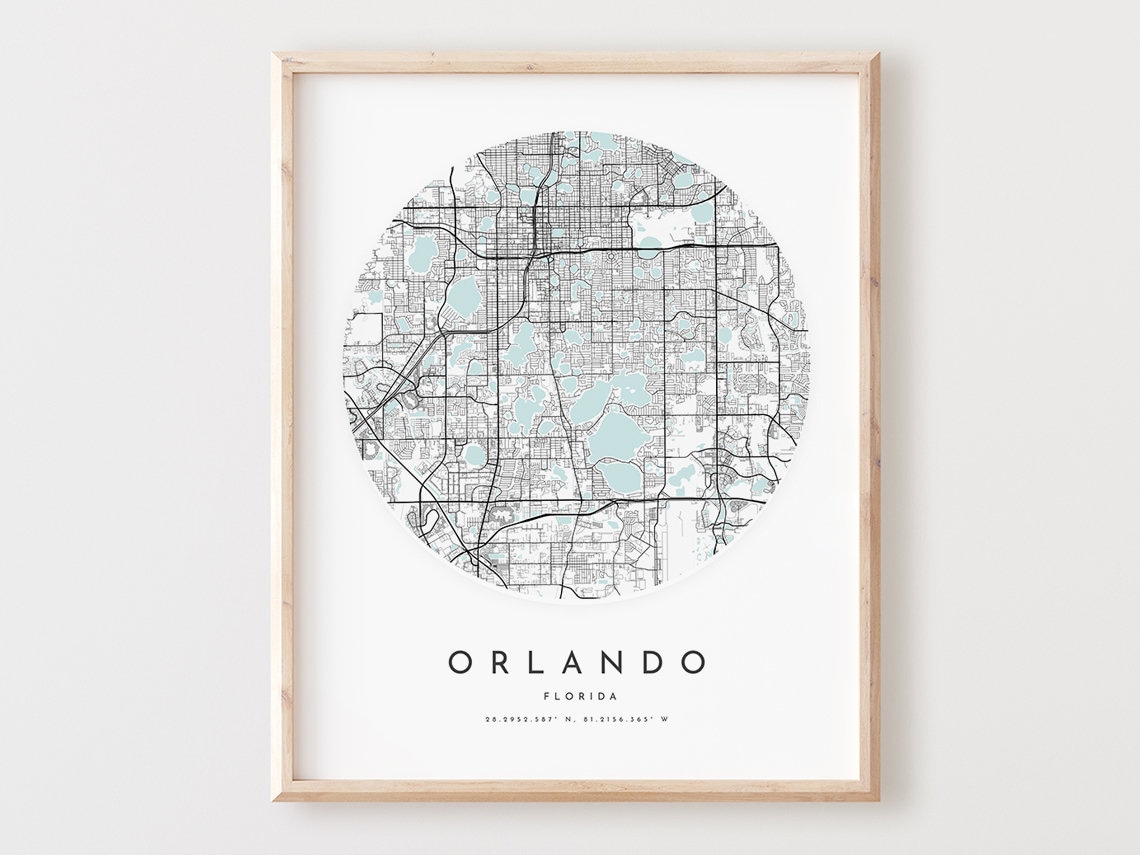 Orlando Florida City Circle Street Map Minimalist Travel Poster