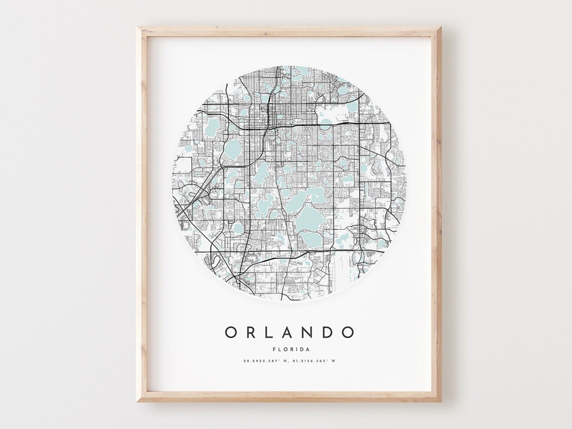 Orlando Map Print Florida City Street Art