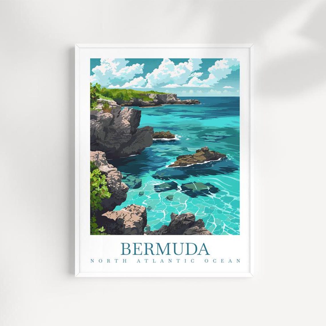 Bermuda North Atlantic Ocean Rocky Cliffside Turquoise Cove Poster