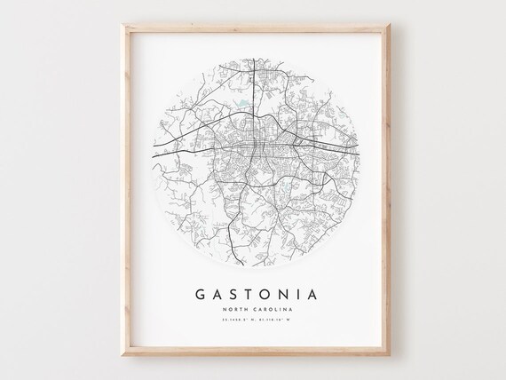 Gastonia North Carolina Map Print City Street Art