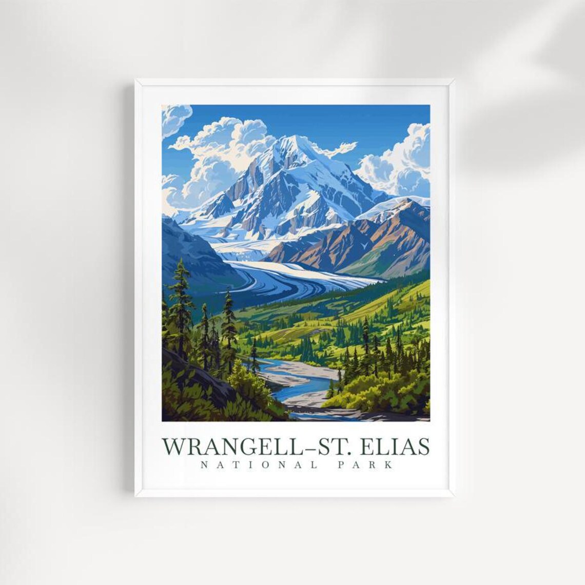 Wrangell St Elias National Park Glacier Valley Under Snowy Peak Poster
