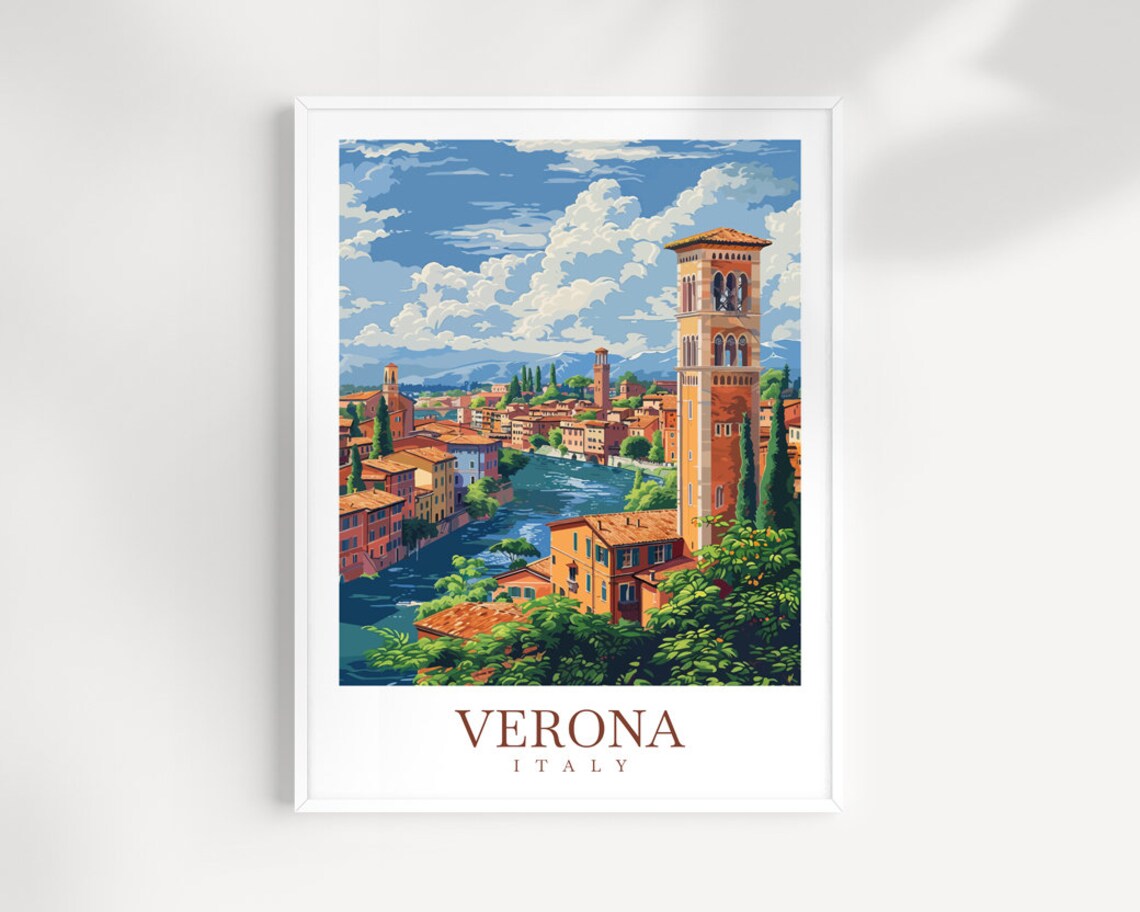 Verona Travel Poster, Italy Wall Art Print