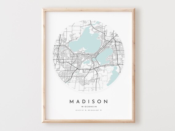 Madison Wisconsin Map Print Modern City Street Art