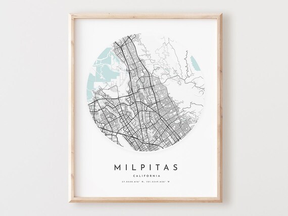 Milpitas Map Print City Street Art