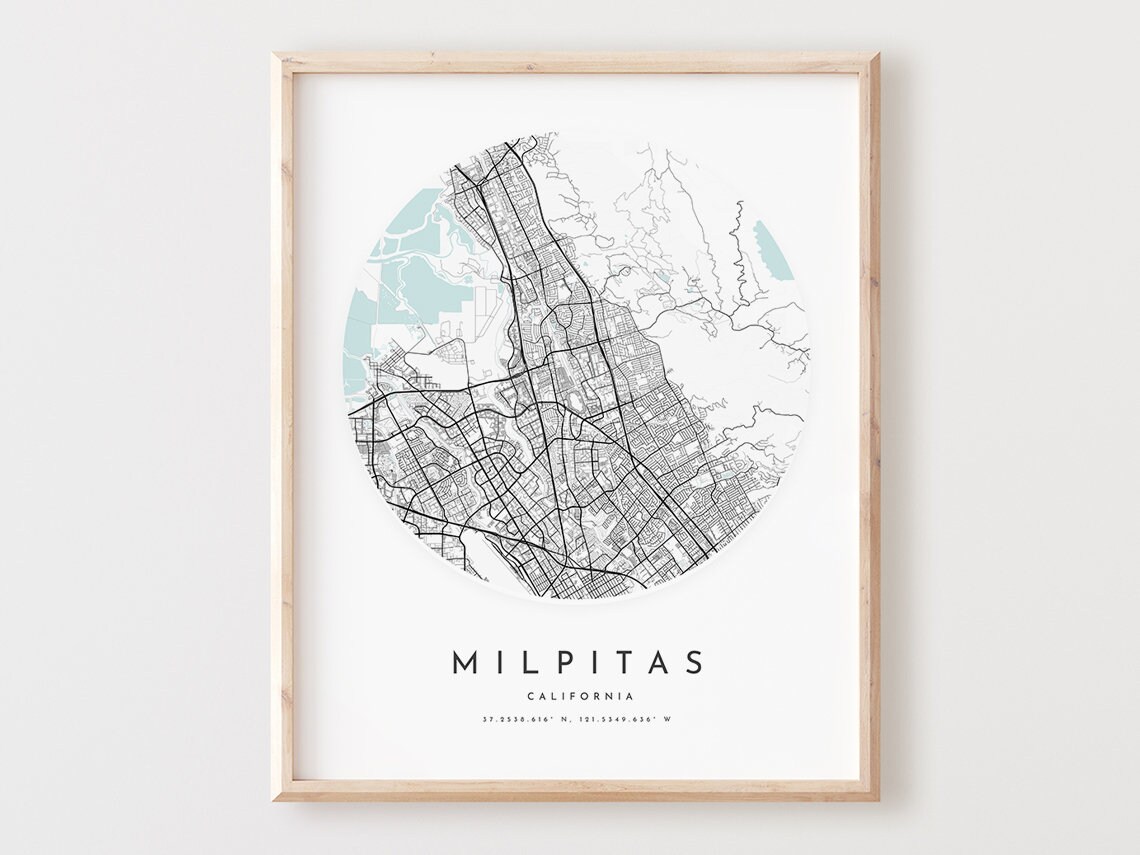 Milpitas Map Print City Street Art