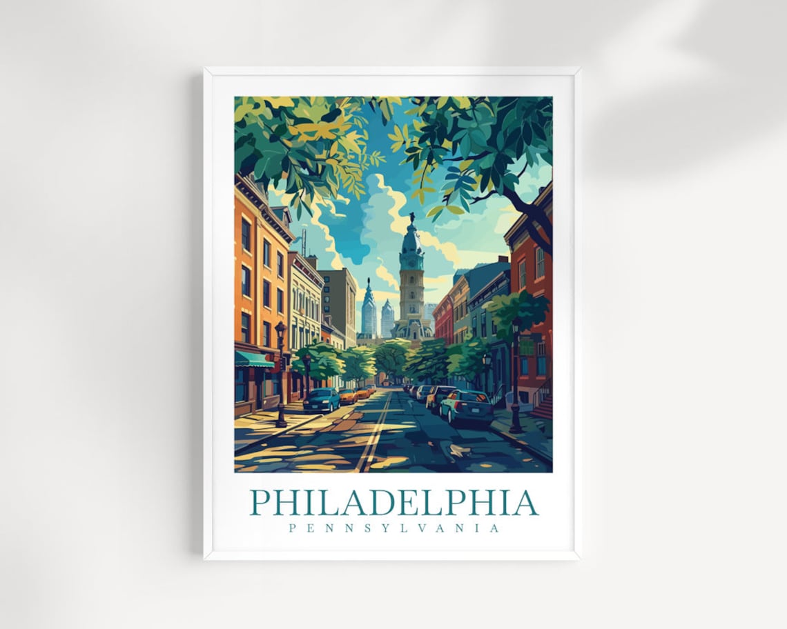 Philadelphia Travel Print Wall Art Pennsylvania Wall Hanging Home Dcor Philadelphia Gift Art Lovers Pennsylvania Art Lover Travel Poster