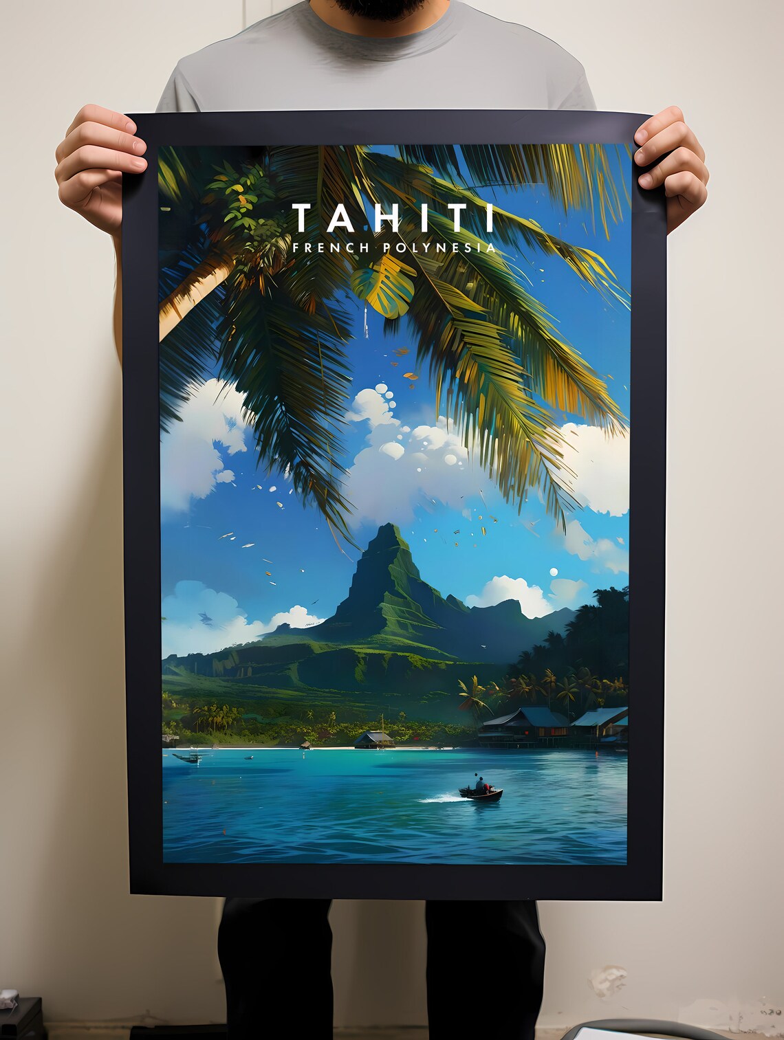 Tahiti French Polynesia Tropical Island Lagoon Travel Poster - Image 2