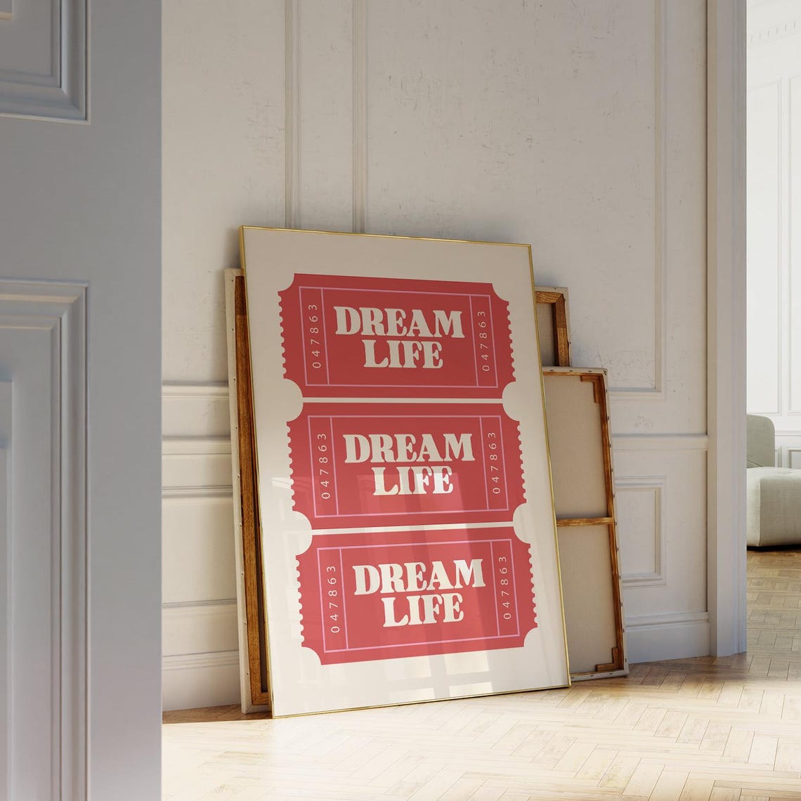 Dream Life Red Ticket Retro Cinema Vintage Motivational Fun Poster - Image 2