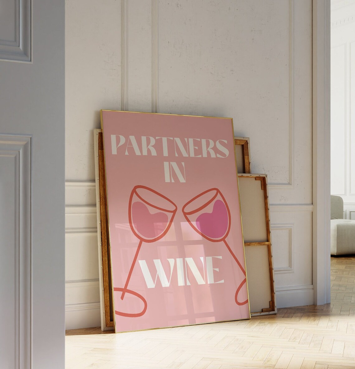 Partners In Wine Cheers Wine Poster, Bar Cart Art Print - Image 2