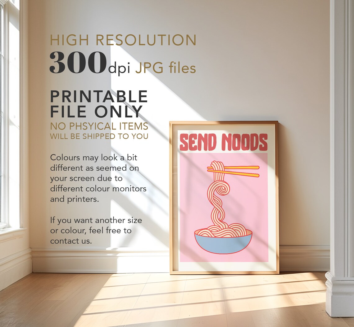 Noodles Cute Kitchen Art Print, Funny Quote - Image 3