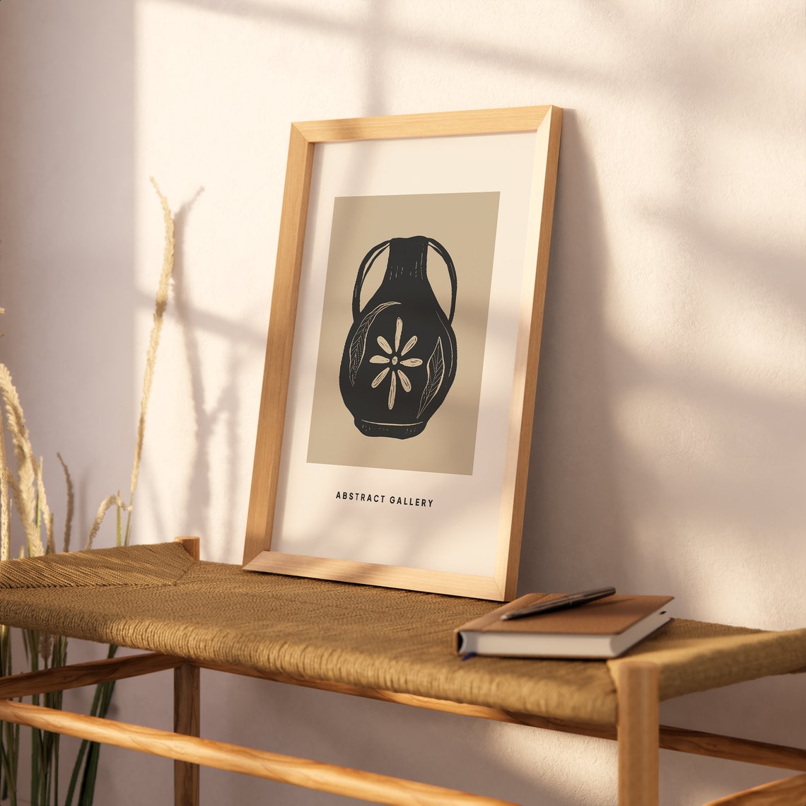 Black Abstract Vase Amphora Gallery Beige Minimal Kitchen Art Poster - Image 3