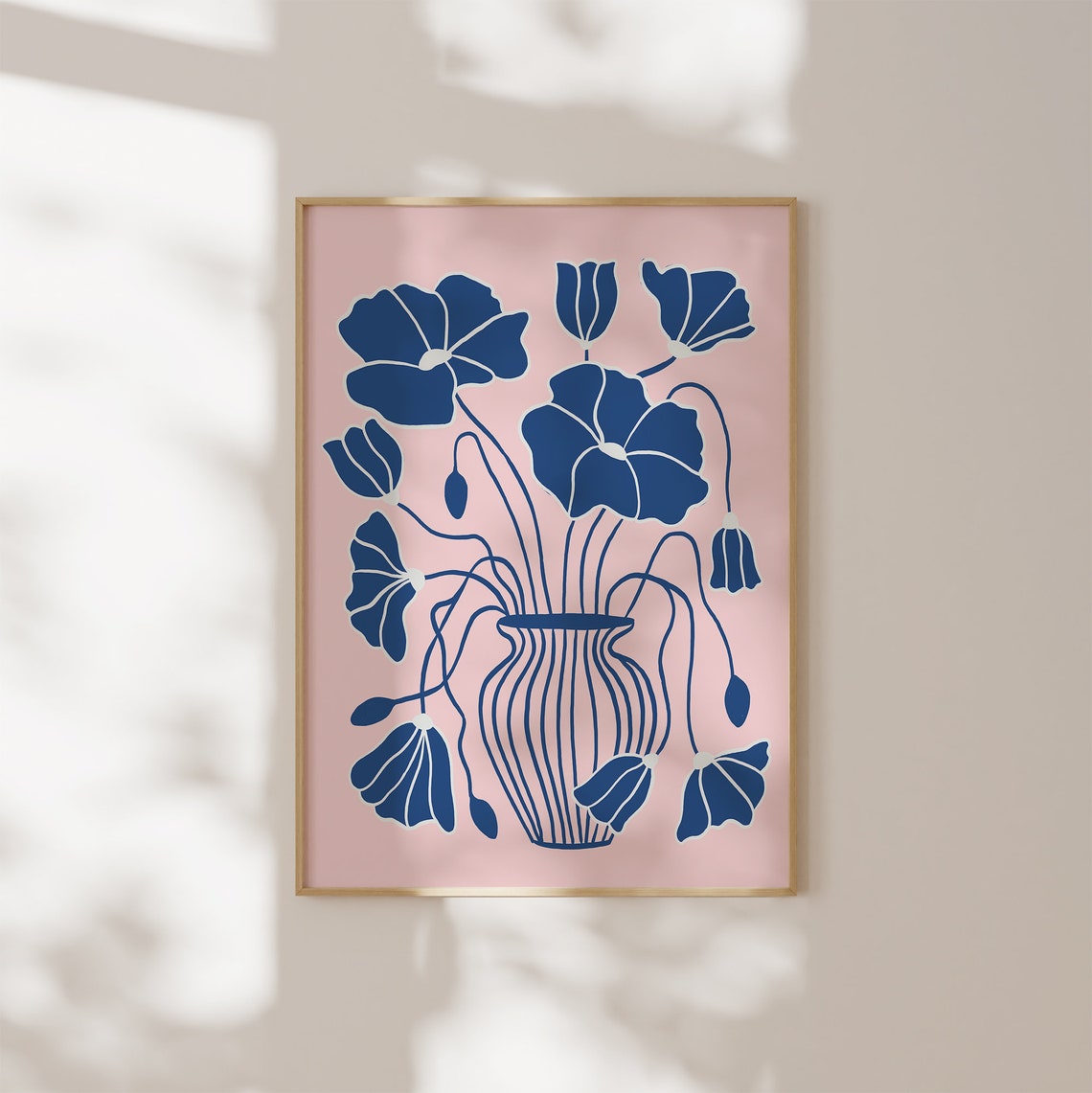 Blue Floral Vase Abstract Matisse Pink Modern Botanical Decor Poster - Image 3