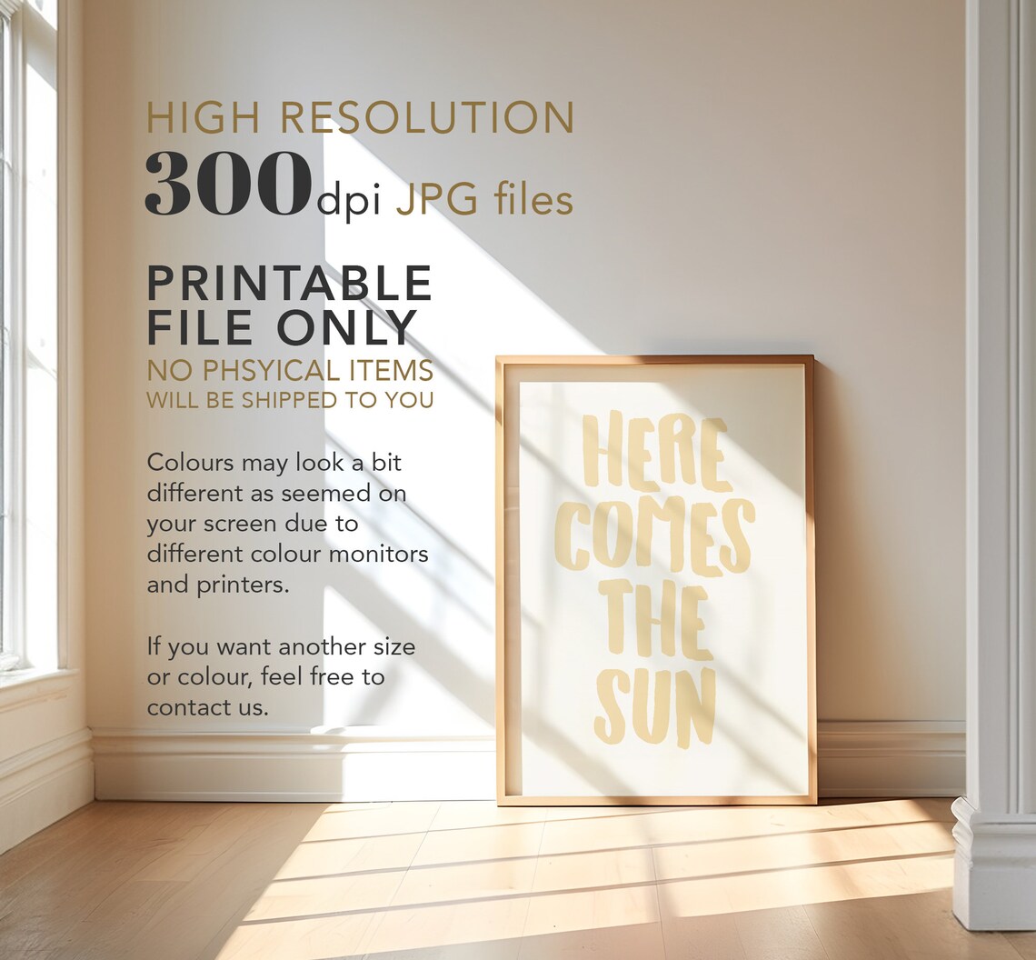 Here Comes The Sun Coastal Typography Art Print - Image 3