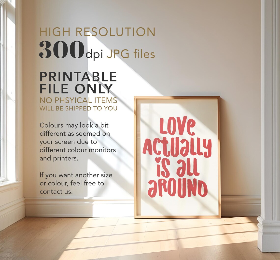 Love Actually Is All Around Retro Love Quote Poster - Image 3