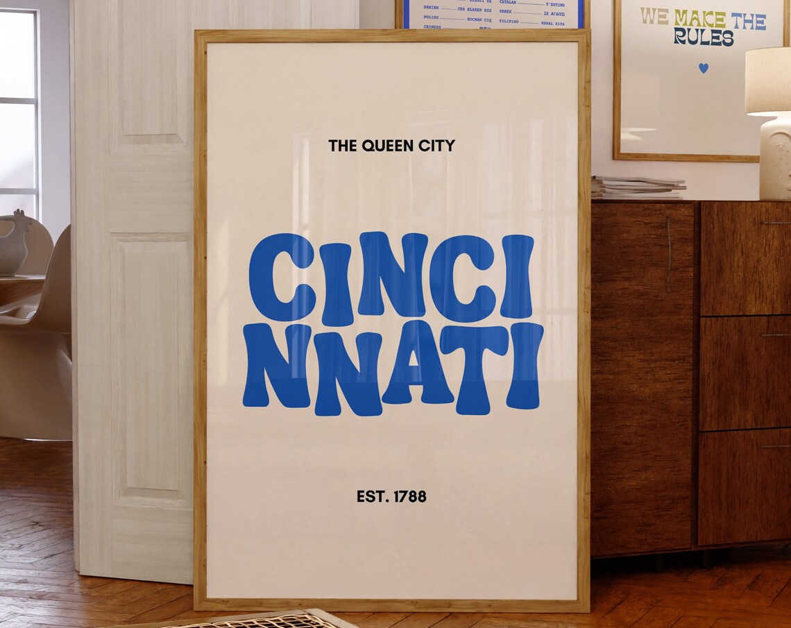 Cincinnati Ohio Typography Art Print, Modern Decor