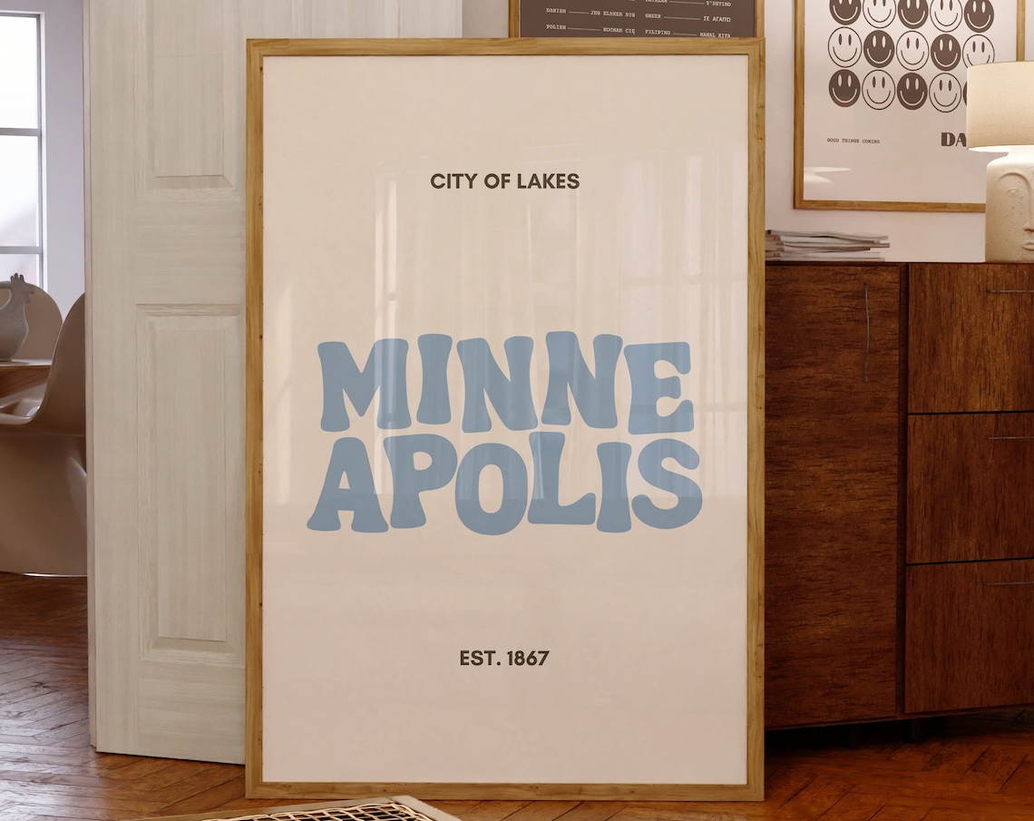 Minneapolis Typography Art Print, Twin Cities Decor