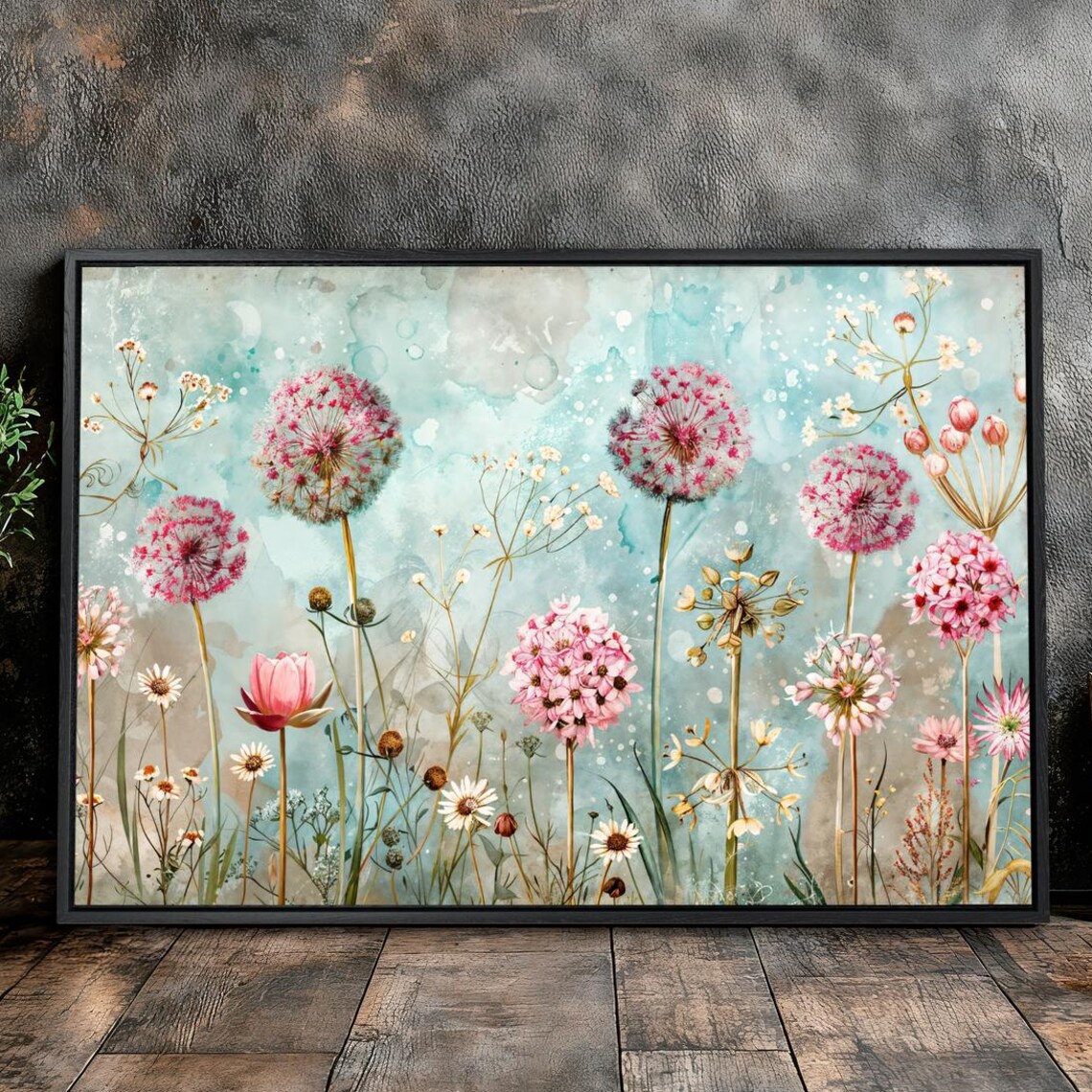 Pastel Floral Dandelion In Blooming Meadow Art Print