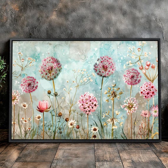 Pastel Floral Dandelion In Blooming Meadow Art Print
