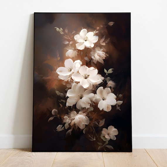 Moody Flower Print Autumn Flowers Wall Decor Dark Academia Wall Art Fall Art Rustic Fall Art