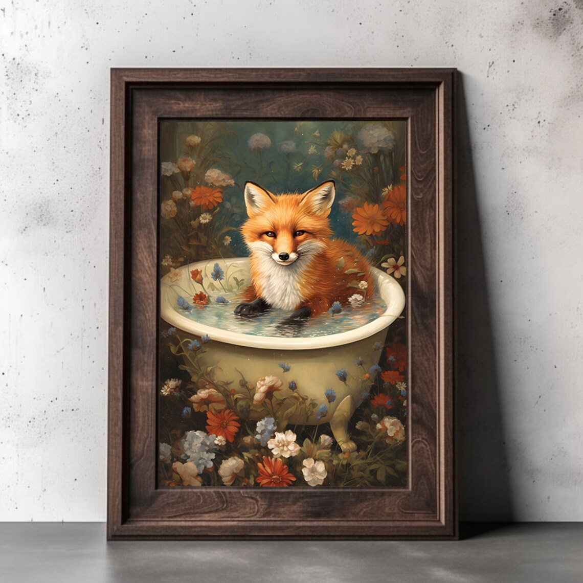 Fox In Tub Animal Print, Bathroom Wall Art - Image 2