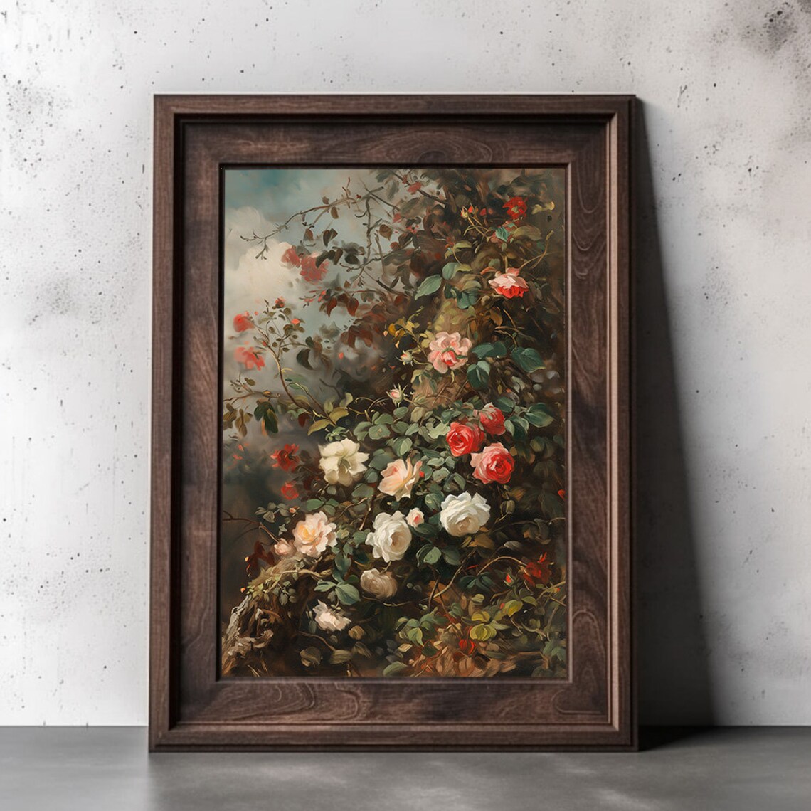 Vintage Roses Painting Moody Floral Art Print Botanical Art French Vintage Art Farmhouse Kitchen Art - Image 2