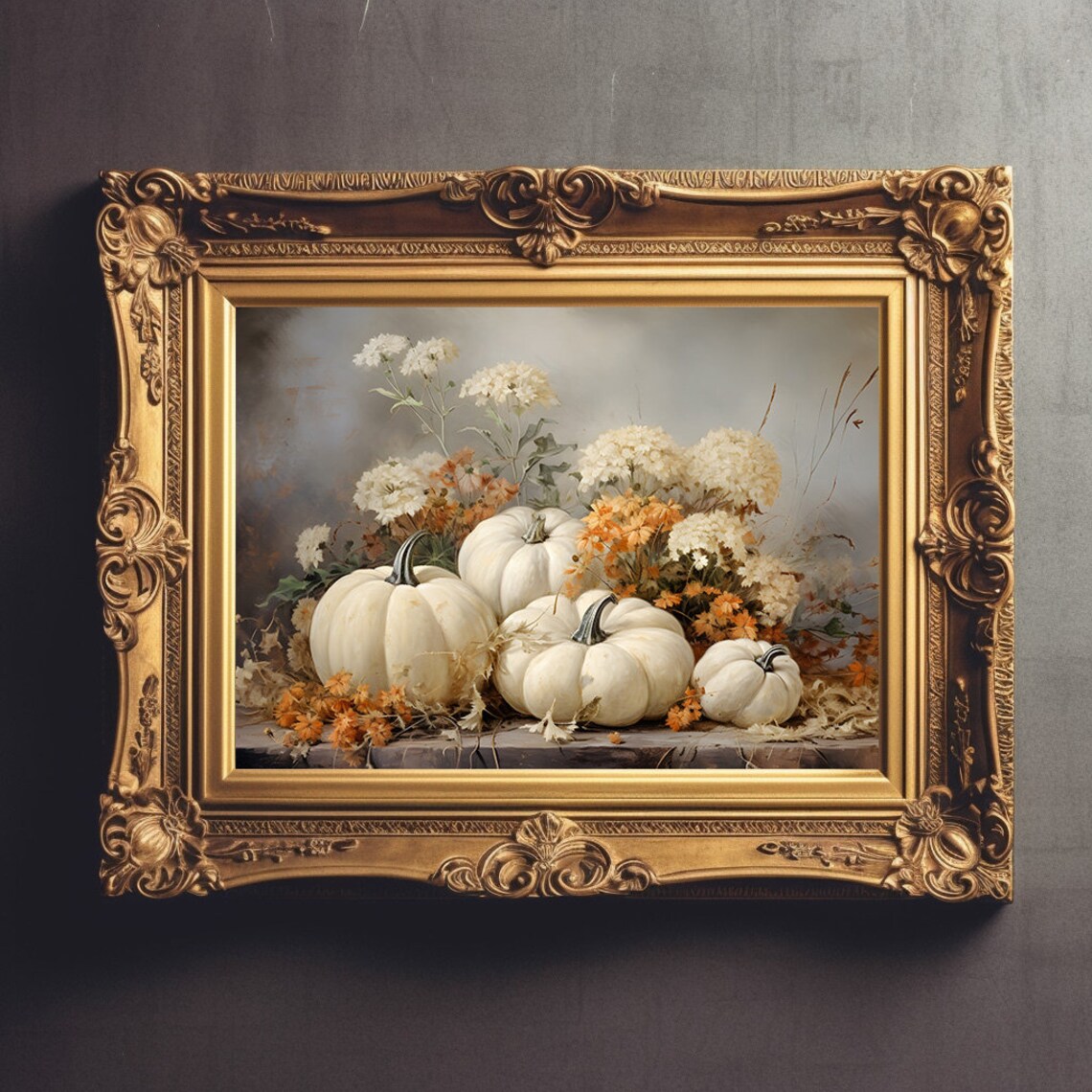 Harvest Fall Print, White Pumpkin Rustic Decor - Image 3