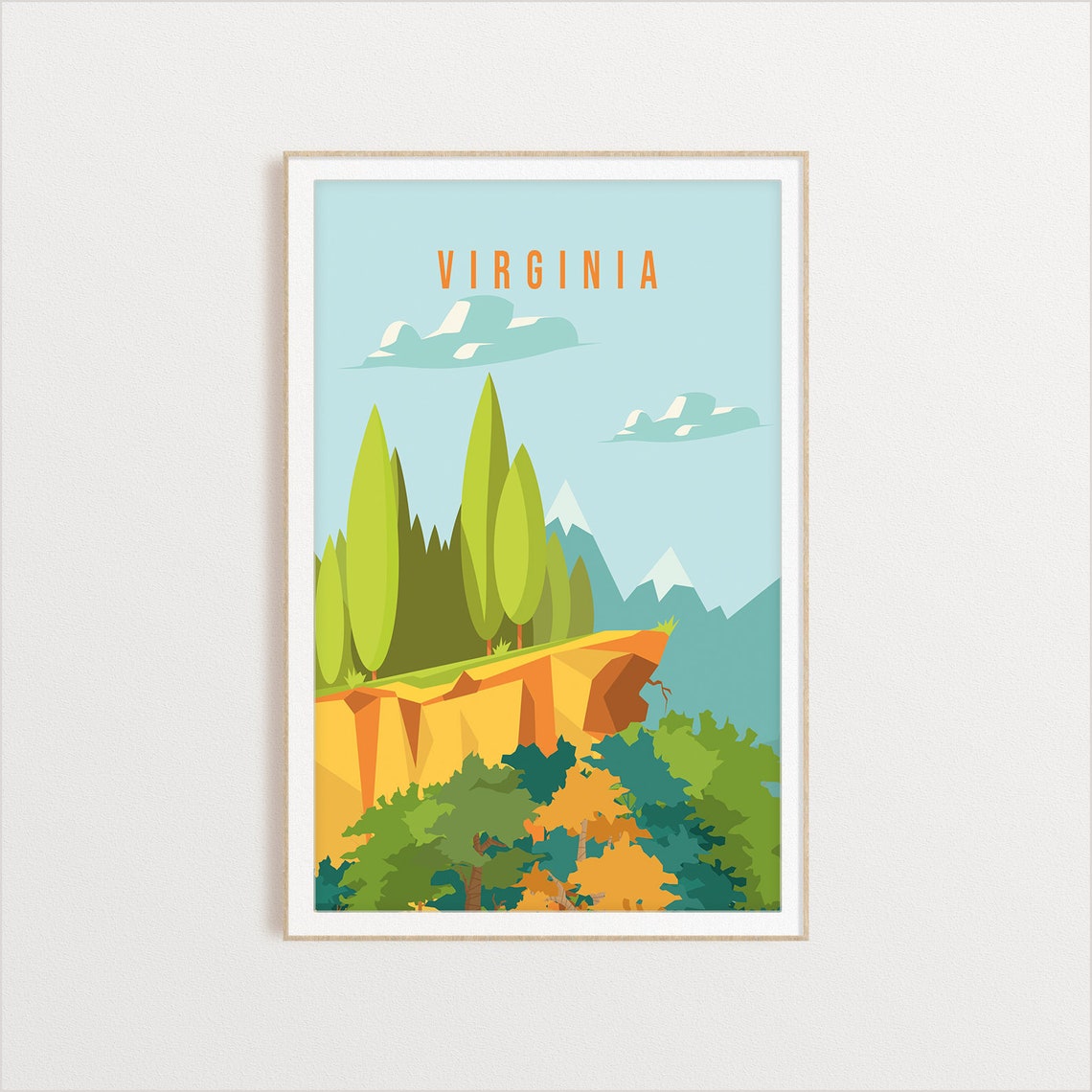 Virginia Mountain Poster With Forest Cliff Overlook Peak View Art - Image 2